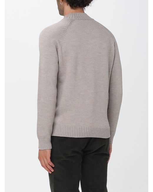 Zanone Gray 100% Merino Wool Mock Neck Jumper With Ribbed Trims for men
