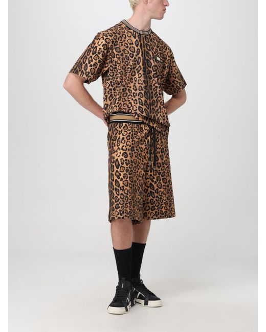 Pantaloncino in cotone stampato di Dolce & Gabbana in Natural da Uomo