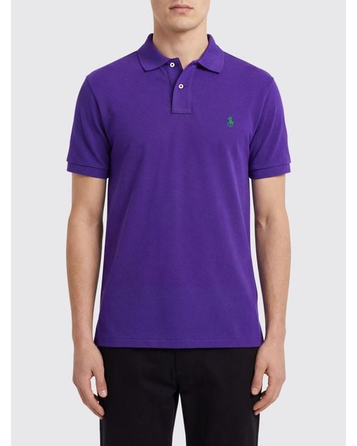 Polo Ralph Lauren Purple Cotton Polo Shirt With Pony Logo for men