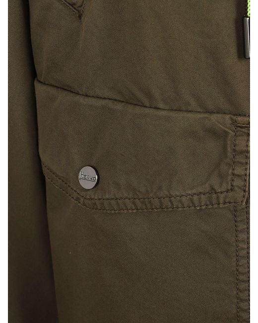 Herno Brown Short Lightweight Cotton Jacket With Hood And Patch Pockets