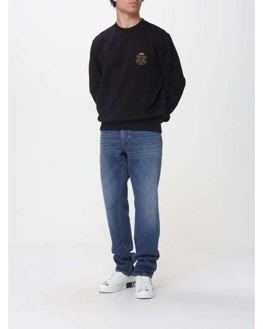 Dolce & Gabbana Blue Dolce &Amp Gabbana Cotton Crew-Neck Sweatshirt With Logo for men