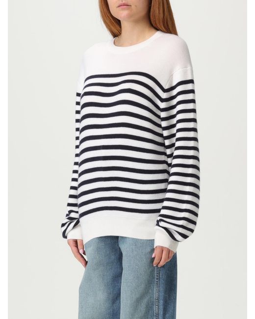 Khaite Blue Cashmere Striped Crewneck Sweater