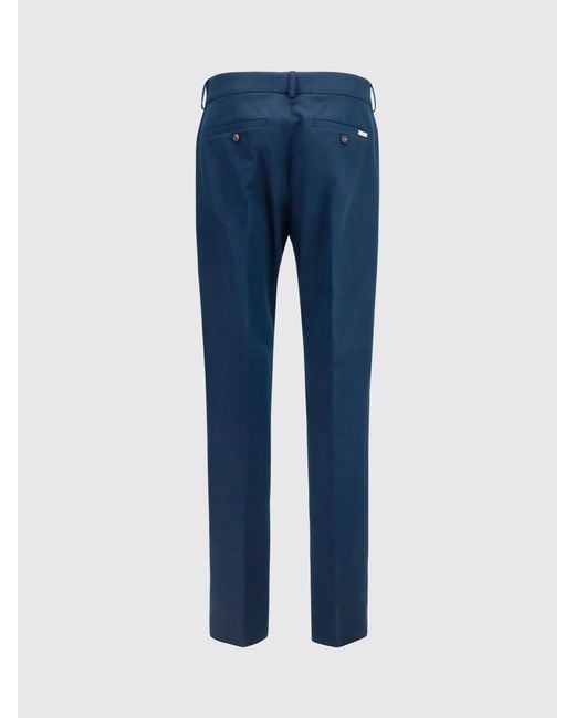 Ferragamo Blue Cotton And Cashmere Tailored Trousers for men