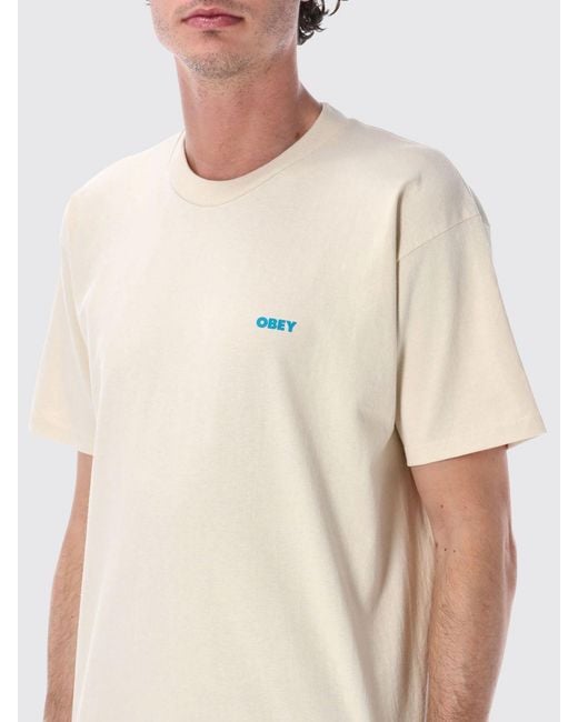 Obey White Printed Cotton T-Shirt for men