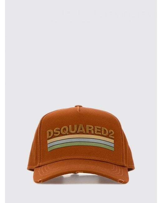 DSquared² Brown Cotton Twill Hat With Embroidered Logo for men