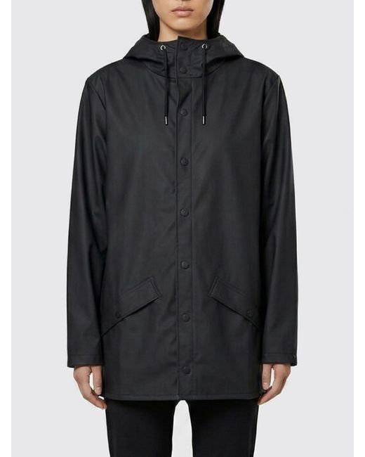 Rains Black Hooded Waterproof Polyester Raincoat