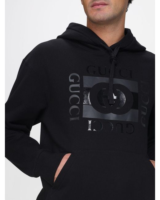 Sweat À Capuche En Coton Avec Logo Gucci pour homme en coloris Blue