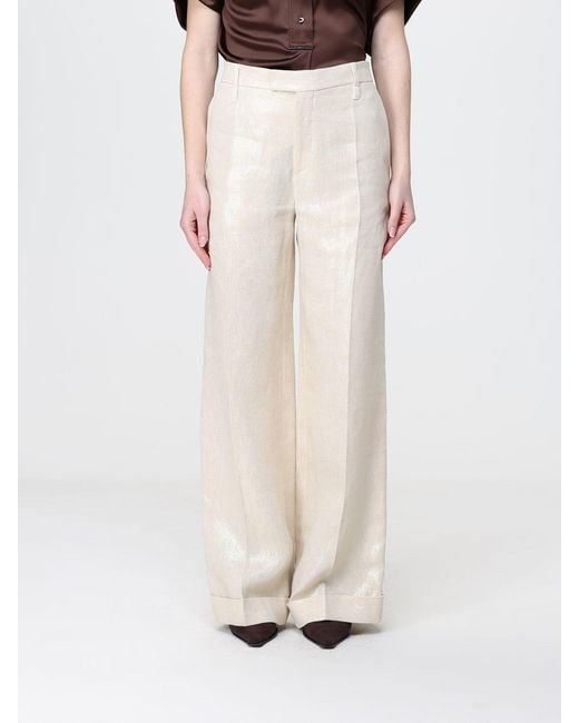 Brunello Cucinelli White Lurex Linen Palazzo Trousers