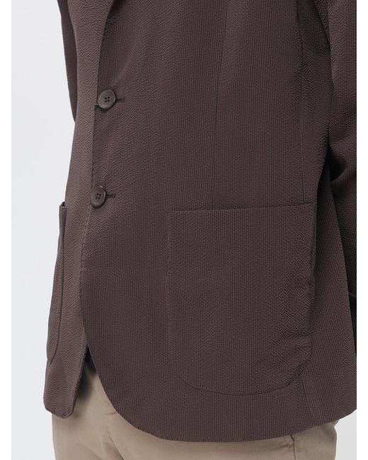 Herno Brown Single-Breasted Technical Fabric Blazer With Patch Pockets for men