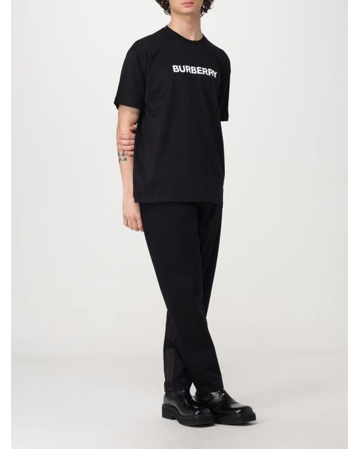 T-shirt in cotone con logo di Burberry in Black da Uomo