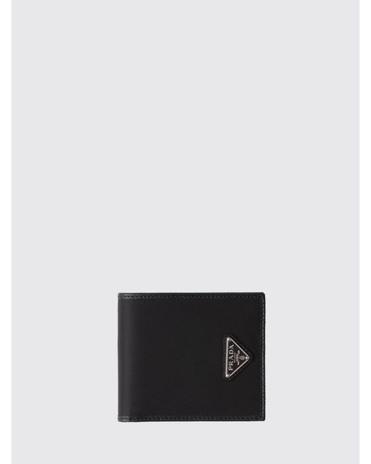 Prada White Re-Nylon And Saffiano Leather Wallet With Logo for men