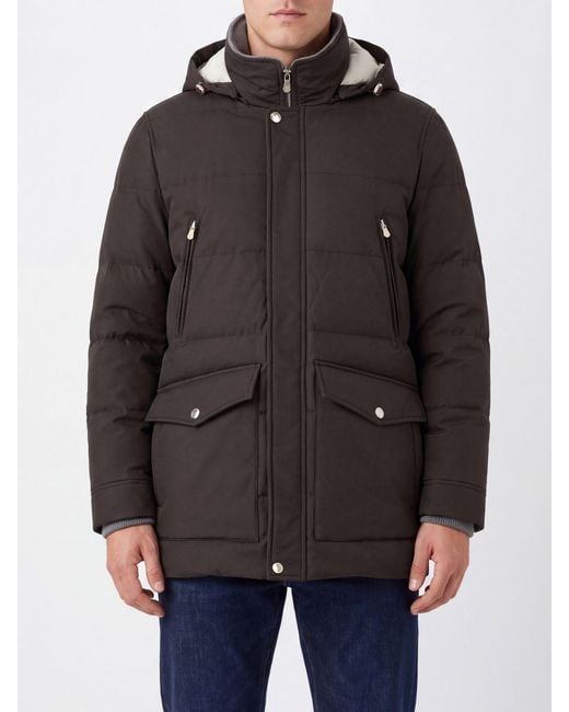 Brunello Cucinelli Black Water-Repellent Nylon Parka With Removable Hood for men