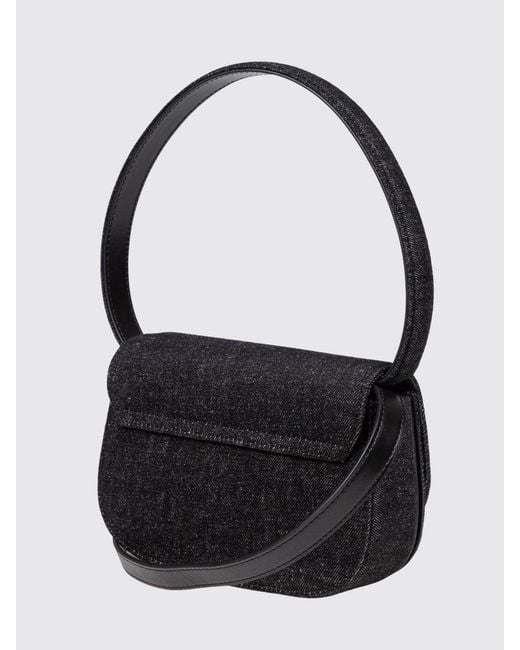 DIESEL Black 1Dr Monogram Denim Mini Handbag With Removable Strap
