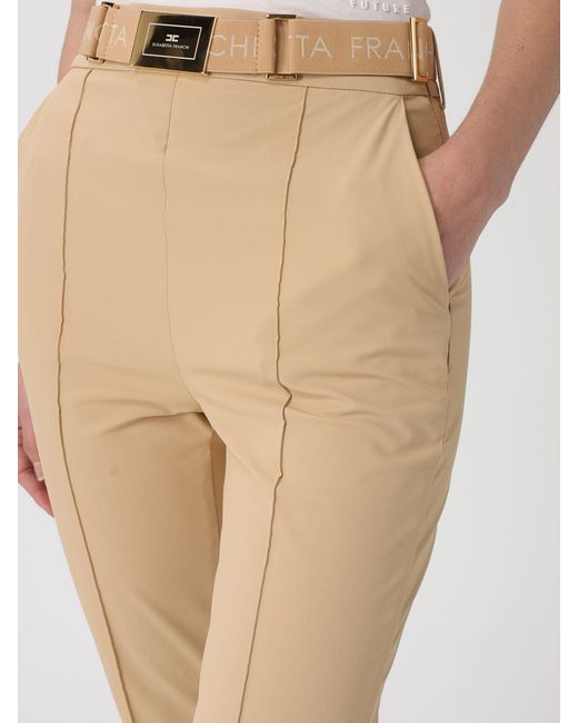 Elisabetta Franchi Natural Cropped Crêpe Trousers