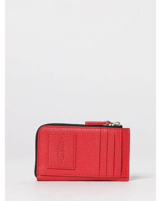 Marc Jacobs Red The Top Zip Multi Grained Leather Wallet