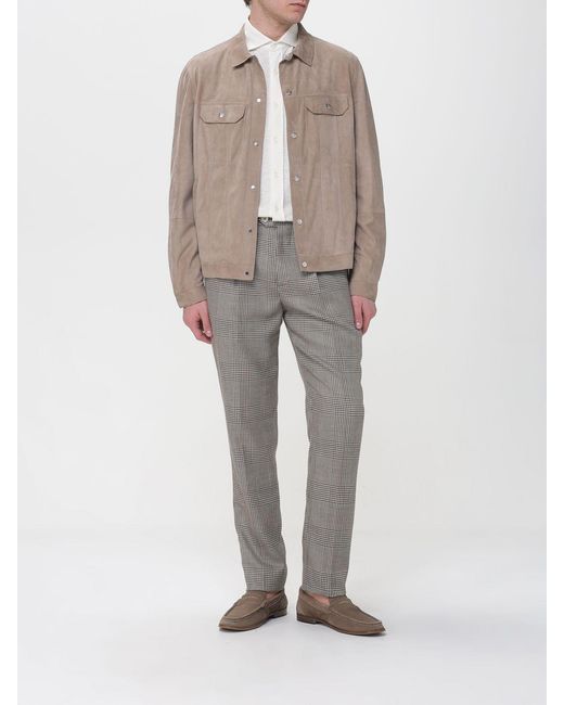 Brunello Cucinelli Gray Virgin Wool And Silk Chino Pants for men