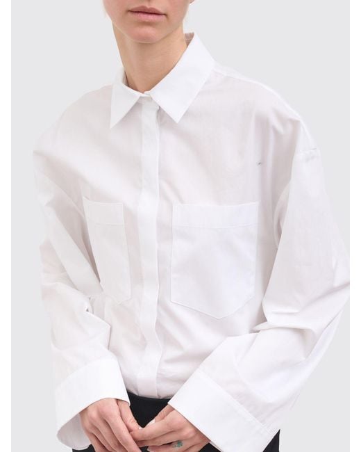 Dondup White Cotton Shirt Dress
