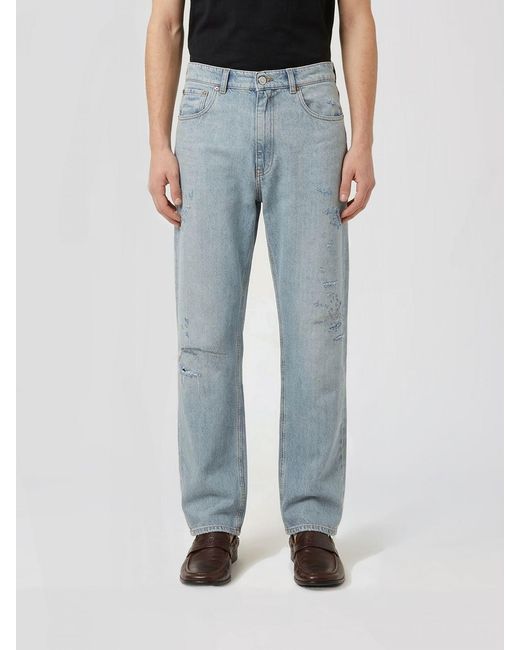 MM6 by Maison Margiela Blue Cotton Denim Straight Jeans for men