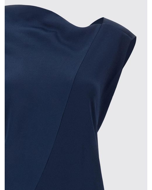 Alberta Ferretti Blue Long Satin Slip Dress For Ceremonies And Events