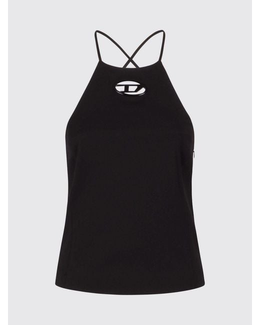DIESEL Black T-Wilit Wool Blend Top With Logo