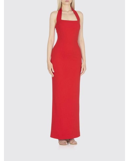 Solace London Red Long Crêpe Dress