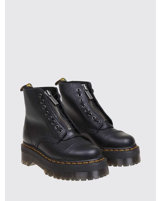 Dr. Martens Black Sinclair Milled Nappa Leather Boots With Zip And Platform Sole