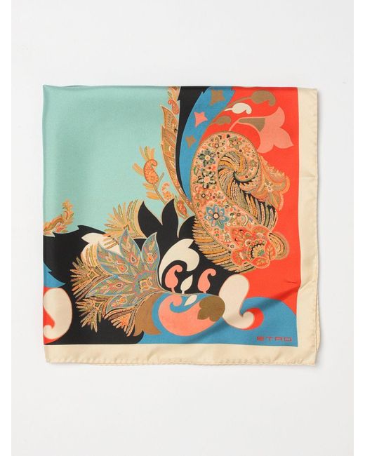 Etro Blue Printed Silk Scarf