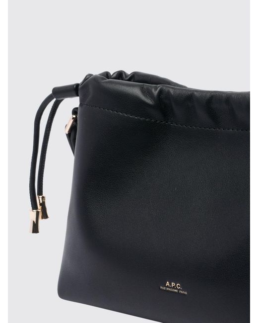 A.P.C. Black Ninon Mini Synthetic Leather Crossbody Bag With Drawstring Closure
