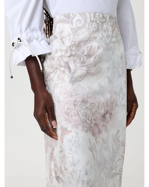 Max Mara White Gabardine And Organza Midi Skirt