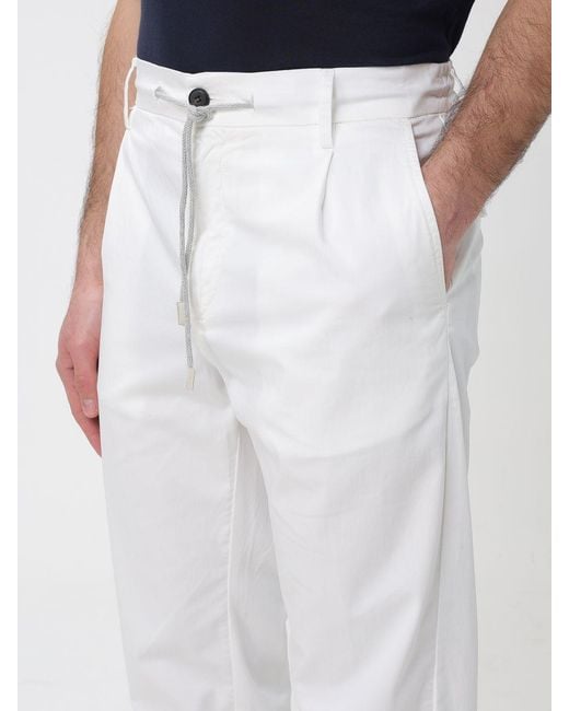 Eleventy White Stretch Cotton Trousers for men