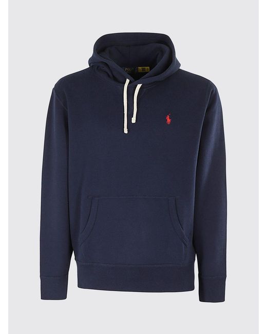 Polo Ralph Lauren Blue Cotton Hoodie With Iconic Embroidered Pony Logo for men