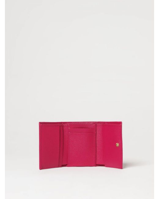 Portacarte di credito in pelle a grana di Dolce & Gabbana in Pink