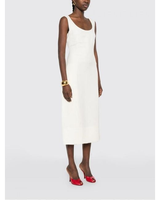 Jacquemus White Linen Blend Midi Dress