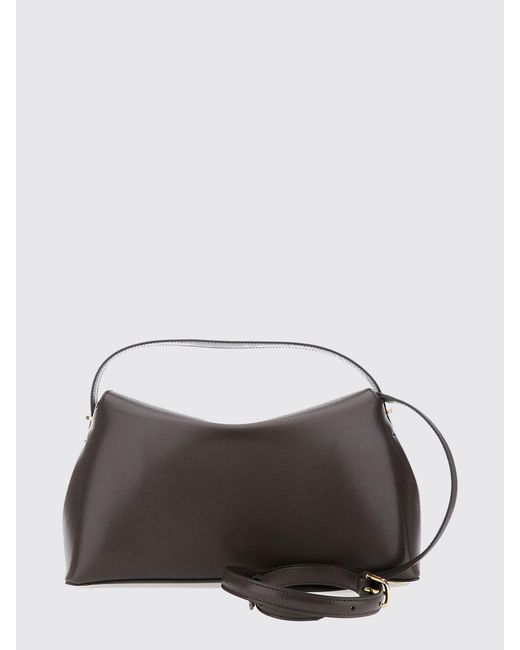 Totême Gray T-Lock Flared Leather Handbag With A Signature Turn-Lock Closure