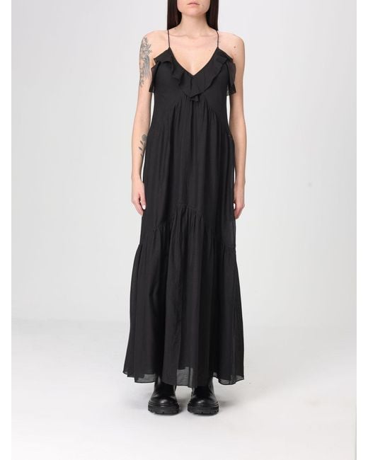 Isabel Marant Black Vasma Long Cotton Blend Dress