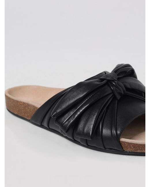 J.W. Anderson Black Bow Slide Sandals Leather Casual