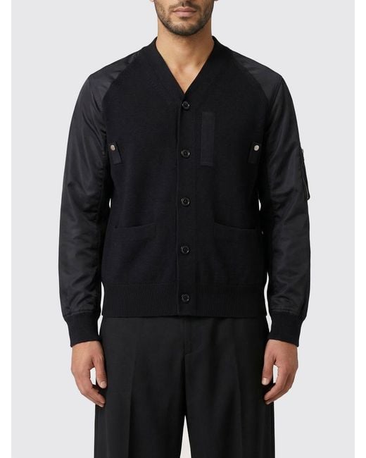 Sacai Black Cotton Blend Cardigan for men