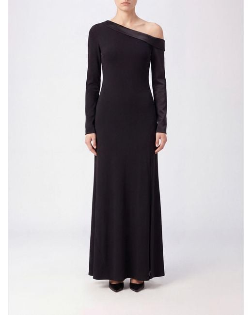Alberta Ferretti Blue Asymmetrical Slim Fit Viscose Midi Dress With Slit