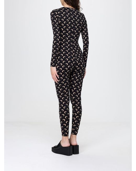 MARINE SERRE Black Printed Crepe Jumpsuit