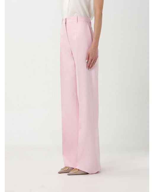 Pantalone in misto lana e seta di Valentino in Pink