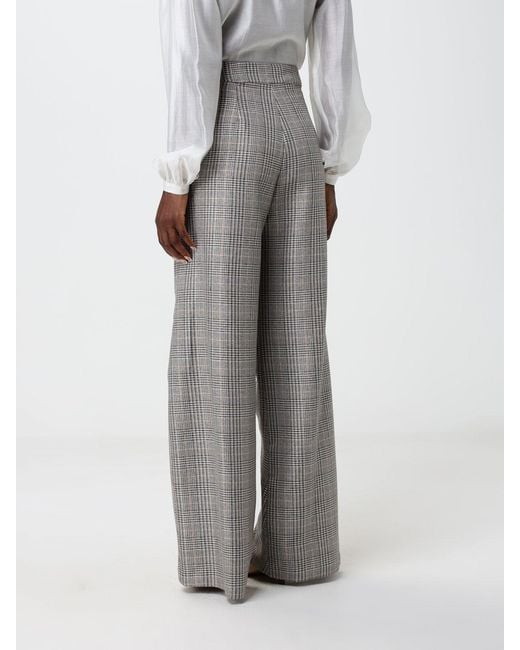 Hanita Gray Prince Of Wales Crêpe High-Waisted Flared Trousers