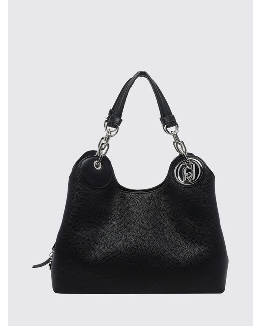 Liu Jo Black Grained Faux Leather Shoulder Bag With Double Handle