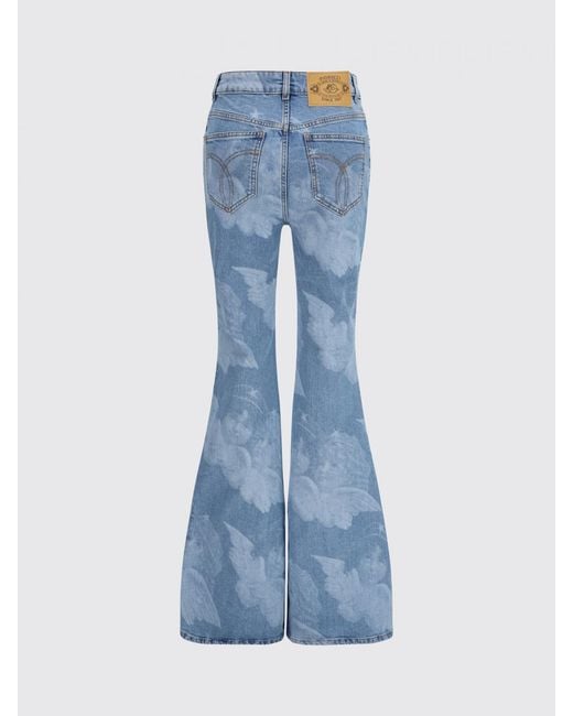 Fiorucci Blue Printed Denim Flared Jeans