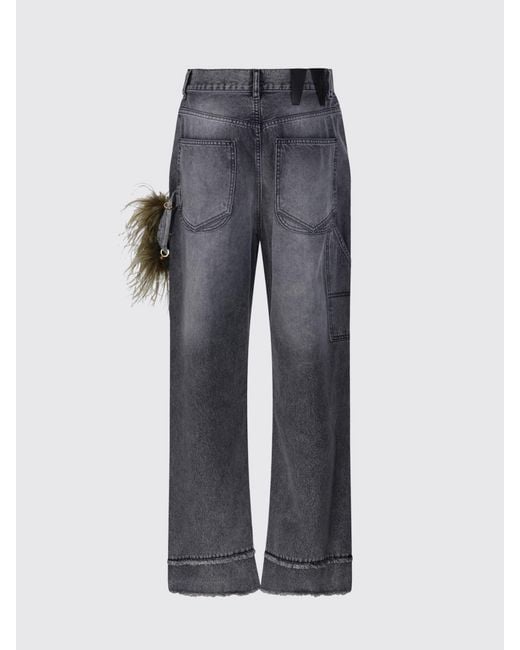DARKPARK Gray Lisa High-Waisted Wide-Leg Denim Jeans With Charms And Embroidery