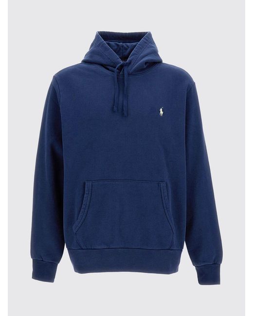 Polo Ralph Lauren Blue Cotton Hoodie With Pony Logo for men