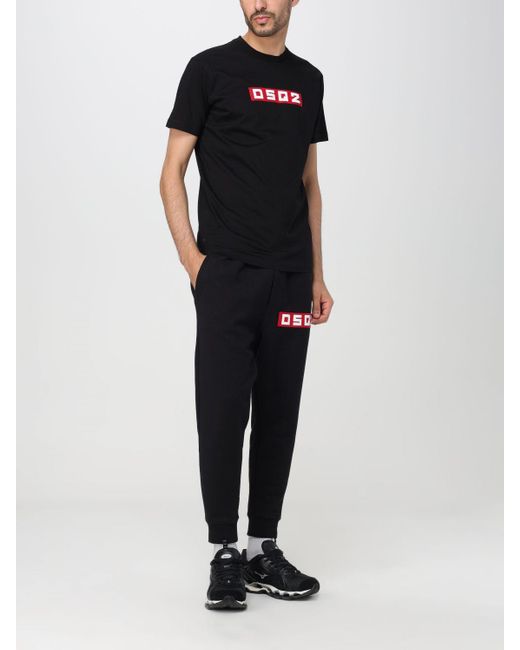 T-shirt in cotone con logo di DSquared² in Black da Uomo