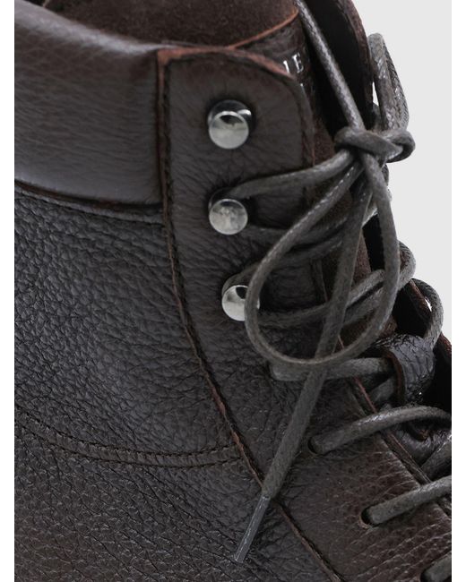 Brunello Cucinelli Black Suede Calfskin Lace-Up Ankle Boots for men