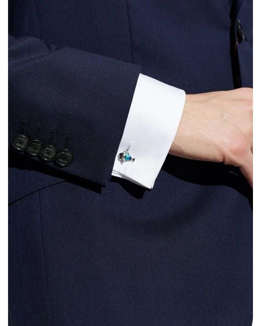 Paul Smith White Fish Enamelled Brass Cufflinks for men