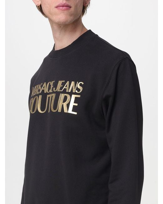 Versace Jeans Couture Blue Cotton Crewneck Sweatshirt With Logo for men