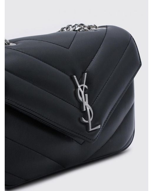 Saint Laurent Black Loulou Chevron Quilted Leather Bag